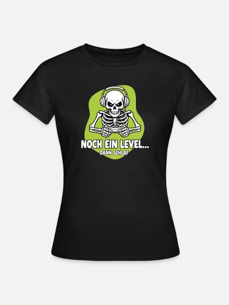 Gamer Skelett Noch Ein Level - Frauen T-Shirt - Schwarz