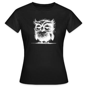Eule ich bin nicht grummelig nur unausgeschlafen - Frauen T-Shirt - Schwarz - Vorne - AI Model Female 172 dark (172cm)