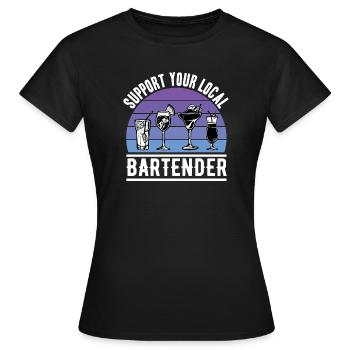 Barman offre Adieu Gastronomie - T-shirt Femme - noir - Devant - AI Model Female 172 dark (172cm)