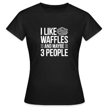 J’aime les gaufres et peut-être trois personnes - T-shirt Femme - noir - Devant - AI Model Female 172 dark (172cm)
