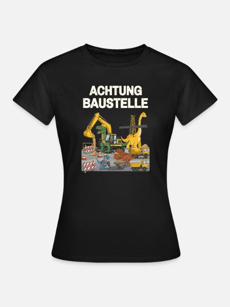 Dinosaurier Baustelle - Frauen T-Shirt - Schwarz
