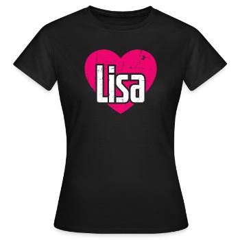 J’aime Lisa Cœur Rose J’aime Lisa - T-shirt Femme - noir - Devant - AI Model Female 172 dark (172cm)