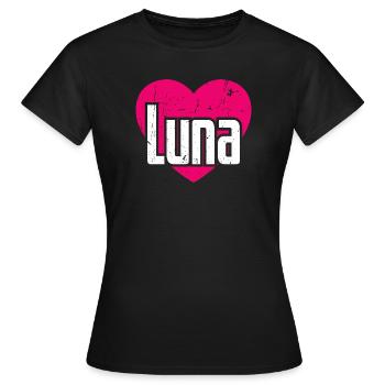 J’aime Luna Pink Heart J’aime Luna - T-shirt Femme - noir - Devant - AI Model Female 172 dark (172cm)