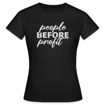 Logo de l’activisme People Before Profit Justice - T-shirt Femme - noir - Devant - AI Model Female 172 dark (172cm)