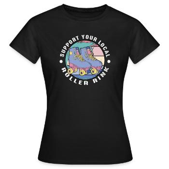 Rollschuhe Roller Skates Symbole Mädchen Rollschuh - Frauen T-Shirt - Schwarz - Vorne - AI Model Female 172 dark (172cm)