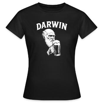 Darwin drinking Beer - Women's T-Shirt - black - Front - AI Model Female 172 dark (172cm)