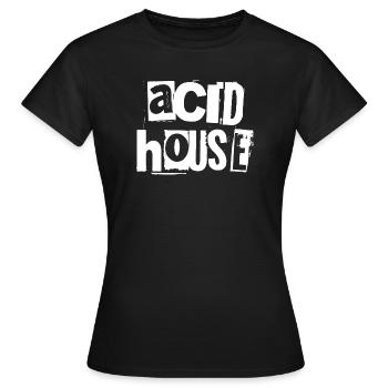 Acid House Grunge Typographie Tee - T-shirt Femme - noir - Devant - AI Model Female 172 dark (172cm)