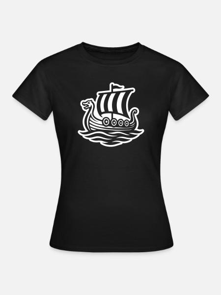 Wikingerschiff Drachenboot Wikinger - Frauen T-Shirt - Schwarz