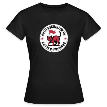 Antifaschistische Katzen Freunde - Gegen Rechts - Frauen T-Shirt - Schwarz - Vorne - AI Model Female 172 dark (172cm)