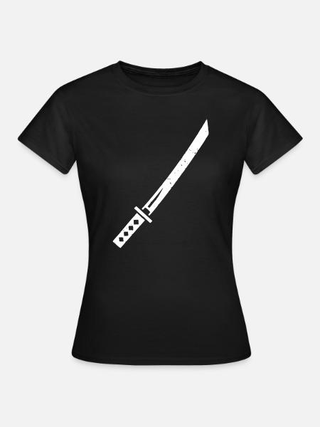 Katana Schwert Samurai Waffe Vektor - Frauen T-Shirt - Schwarz