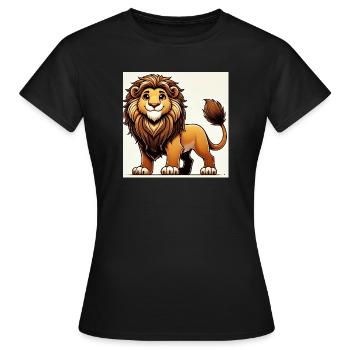 Lion cartoon chaleureux - T-shirt Femme - noir - Devant - AI Model Female 172 dark (172cm)