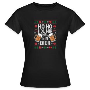 Ho Ho, apporte-moi une bière, joyeux Noël - T-shirt Femme - noir - Devant - AI Model Female 172 dark (172cm)