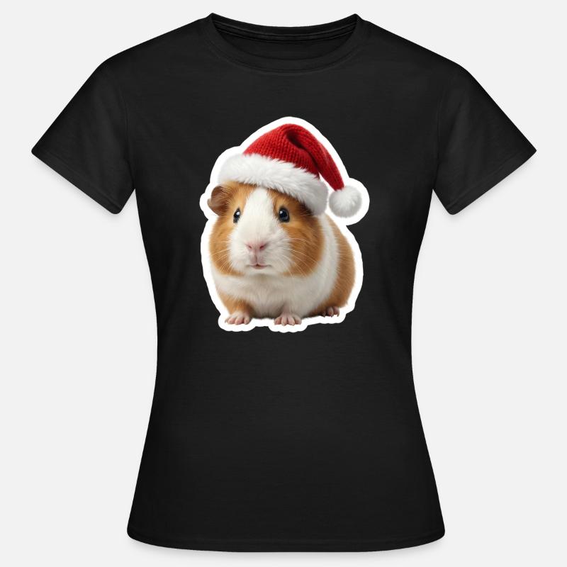 Petit chapeau de Noël en forme de cochon d’Inde mignon - T-shirt Femme - noir