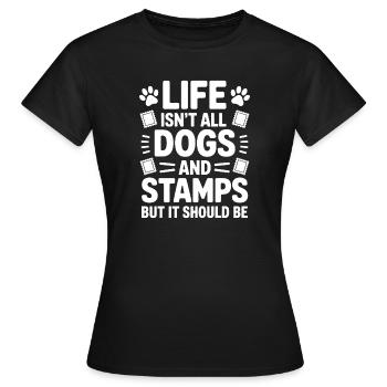 Briefmarken Spruch Hund Witz Briefmarken Geschenk - Frauen T-Shirt - Schwarz - Vorne - AI Model Female 172 dark (172cm)