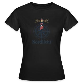 Compas du phare des aurores boréales Côte de la mer du Nord Mer Baltique - T-shirt Femme - noir - Devant - AI Model Female 172 dark (172cm)