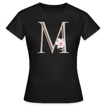 Monogramme floral M - T-shirt Femme - noir - Devant - AI Model Female 172 dark (172cm)