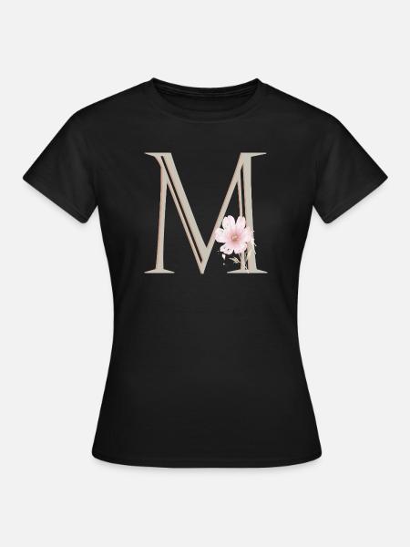 Florales Monogramm M - Frauen T-Shirt - Schwarz