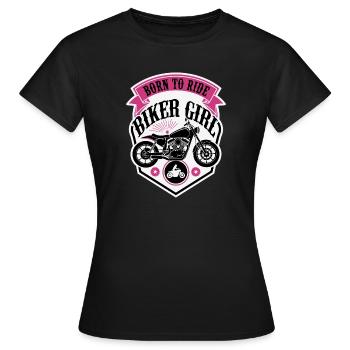 Biker Girl Motorcycle Shield - Frauen T-Shirt - Schwarz - Vorne - AI Model Female 172 dark (172cm)