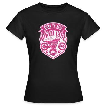Biker Girl Motorcycle Pink Shield - Frauen T-Shirt - Schwarz - Vorne - AI Model Female 172 dark (172cm)