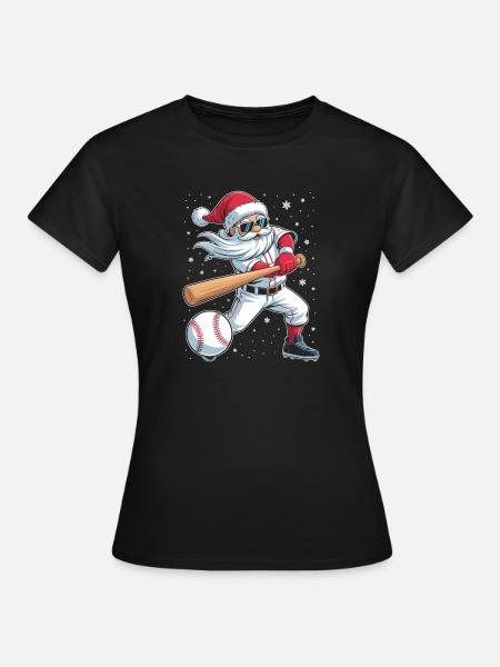Santa Baseball Allstar - Frauen T-Shirt - Schwarz