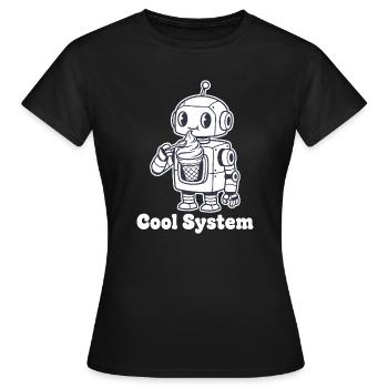 Roboter mit Eiscreme - Frauen T-Shirt - Schwarz - Vorne - AI Model Female 172 dark (172cm)