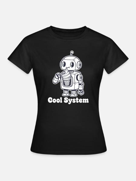 Roboter mit Eiscreme - Frauen T-Shirt - Schwarz