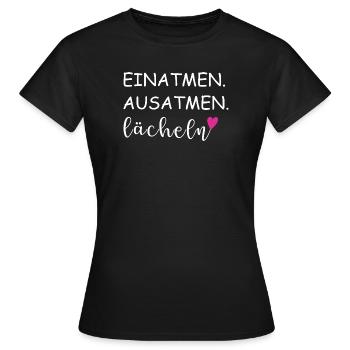 Inspire, expire, sourire, expressions - T-shirt Femme - noir - Devant - AI Model Female 172 dark (172cm)