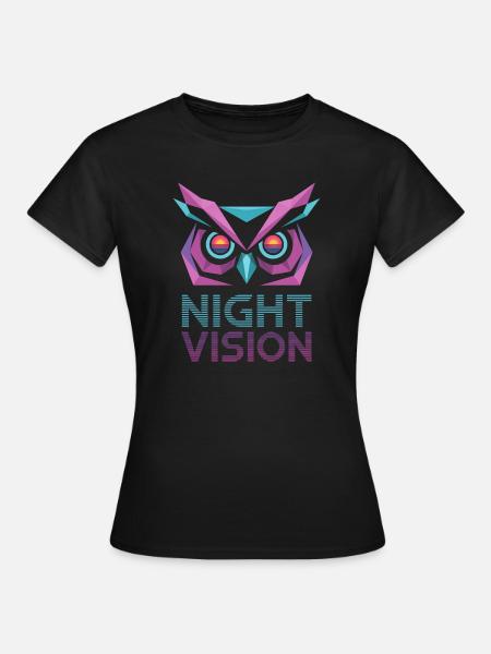 Night Vision Eule Retro Cyberpunk - Frauen T-Shirt - Schwarz