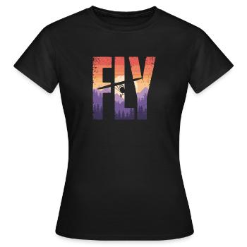 Vol vers le coucher du soleil - T-shirt Femme - noir - Devant - AI Model Female 172 dark (172cm)