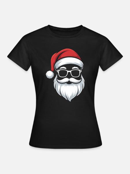 Santa mit Brille Nerdige Weihnacht - Frauen T-Shirt - Schwarz