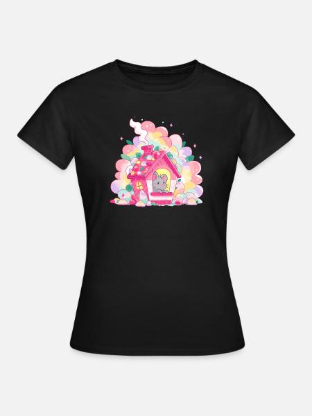 Zuckerhaus mit Maus - Frauen T-Shirt - Schwarz
