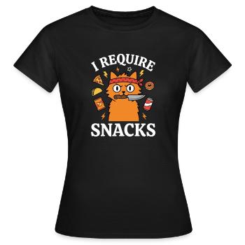 J’exige des snacks Humour drôle d’amoureuse des chats - T-shirt Femme - noir - Devant - AI Model Female 172 dark (172cm)