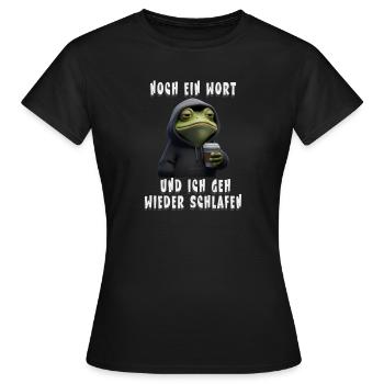 Grumpy Frosch mit Kaffee Cartoon - Frauen T-Shirt - Schwarz - Vorne - AI Model Female 172 dark (172cm)