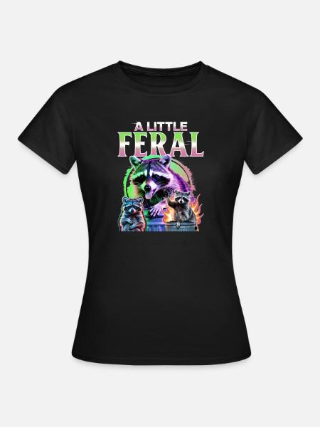Funny Raccoon - Frauen T-Shirt - Schwarz