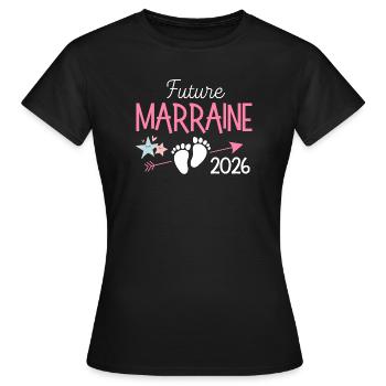Future Godmother 2026 Pregnancy Announcement - Women's T-Shirt - black - Front - AI Model Female 172 dark (172cm)