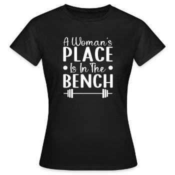 Powerlifting Bodybuilder Woman ́s Place The Bench - T-shirt Femme - noir - Devant - AI Model Female 172 dark (172cm)