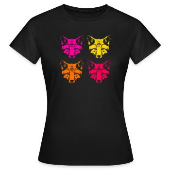 Farbige Füchse  - Frauen T-Shirt - Schwarz - Vorne - AI Model Female 172 dark (172cm)