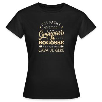 Bogosse Grimpeur Escalade Humour - T-shirt Femme - noir - Devant - AI Model Female 172 dark (172cm)
