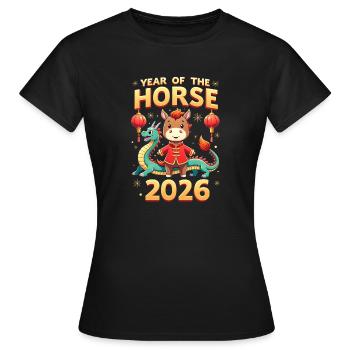 Nouvel An chinois du cheval 2026 - T-shirt Femme - noir - Devant - AI Model Female 172 dark (172cm)