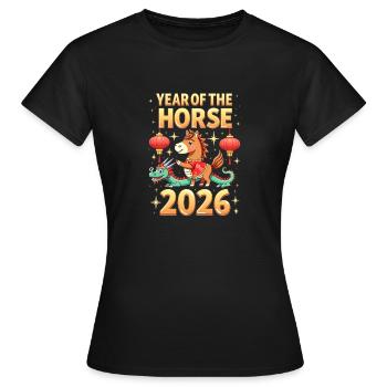 Nouvel An chinois du cheval 2026 - T-shirt Femme - noir - Devant - AI Model Female 172 dark (172cm)