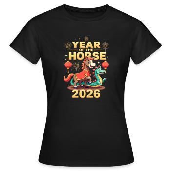 Nouvel An chinois du cheval 2026 - T-shirt Femme - noir - Devant - AI Model Female 172 dark (172cm)