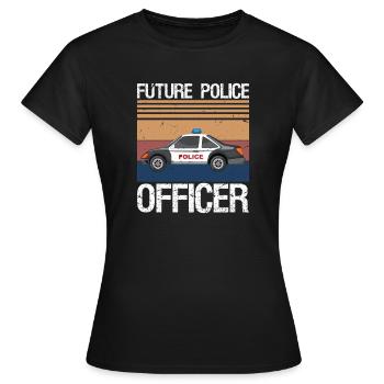 Future Police Officer Policewoman Cop - Women's T-Shirt - black - Front - AI Model Female 172 dark (172cm)