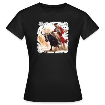 Matador et taureau en cape rouge - T-shirt Femme - noir - Devant - AI Model Female 172 dark (172cm)