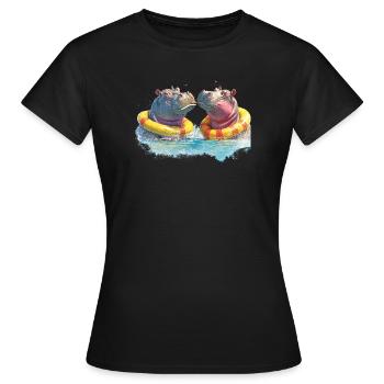 Double hippopotame pour se divertir dans la baignoire - T-shirt Femme - noir - Devant - AI Model Female 172 dark (172cm)