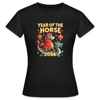 Nouvel An chinois du cheval 2026 - T-shirt Femme - noir - Devant - AI Model Female 172 dark (172cm)
