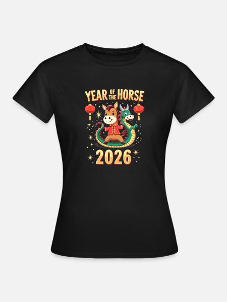 Chinese New Year Of The Horse 2026 - Frauen T-Shirt - Schwarz