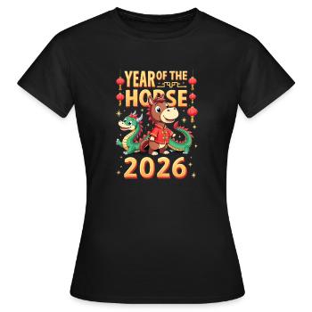 Nouvel An chinois du cheval 2026 - T-shirt Femme - noir - Devant - AI Model Female 172 dark (172cm)