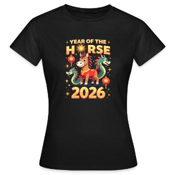 Nouvel An chinois du cheval 2026 - T-shirt Femme - noir - Devant - AI Model Female 172 dark (172cm)