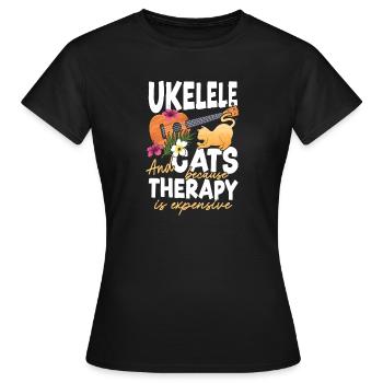 Ukulélé hawaïen ukulélé Ukulélé chat - T-shirt Femme - noir - Devant - AI Model Female 172 dark (172cm)