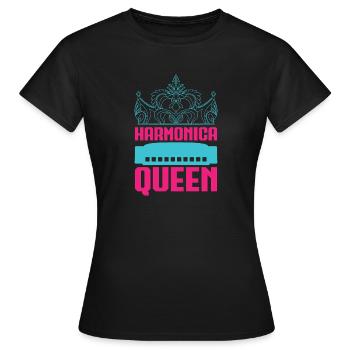 Funny Harmonica Player Queen Harmonica - Frauen T-Shirt - Schwarz - Vorne - AI Model Female 172 dark (172cm)